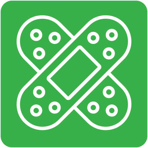 drawing of bandages in a green square